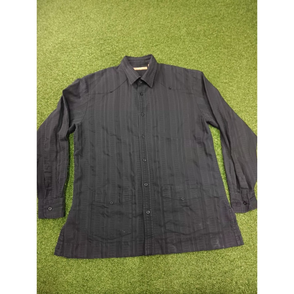 The‎ Havanera Co Western Shirt Mens Large Black Textured Stripe Button Up Cowboy